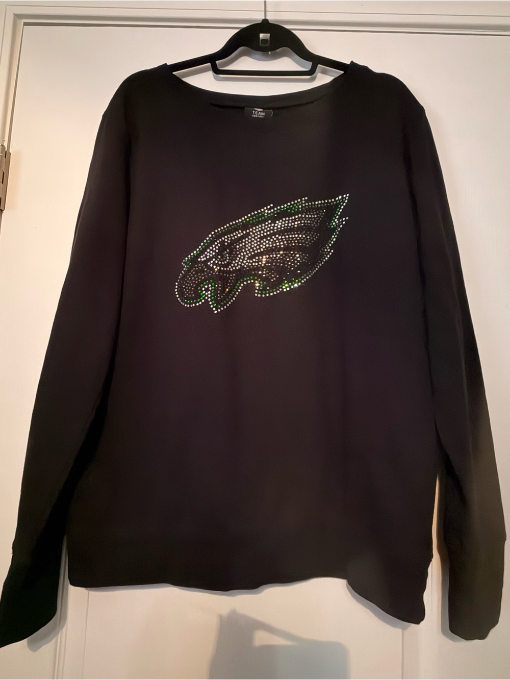 NFL Philadelphia Eagles Rhinestone Team Apparel Sz L Black Sweatshirt